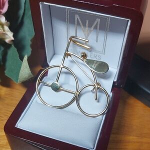 Vintage Goldtone Bicycle Brooch Pin Metal
